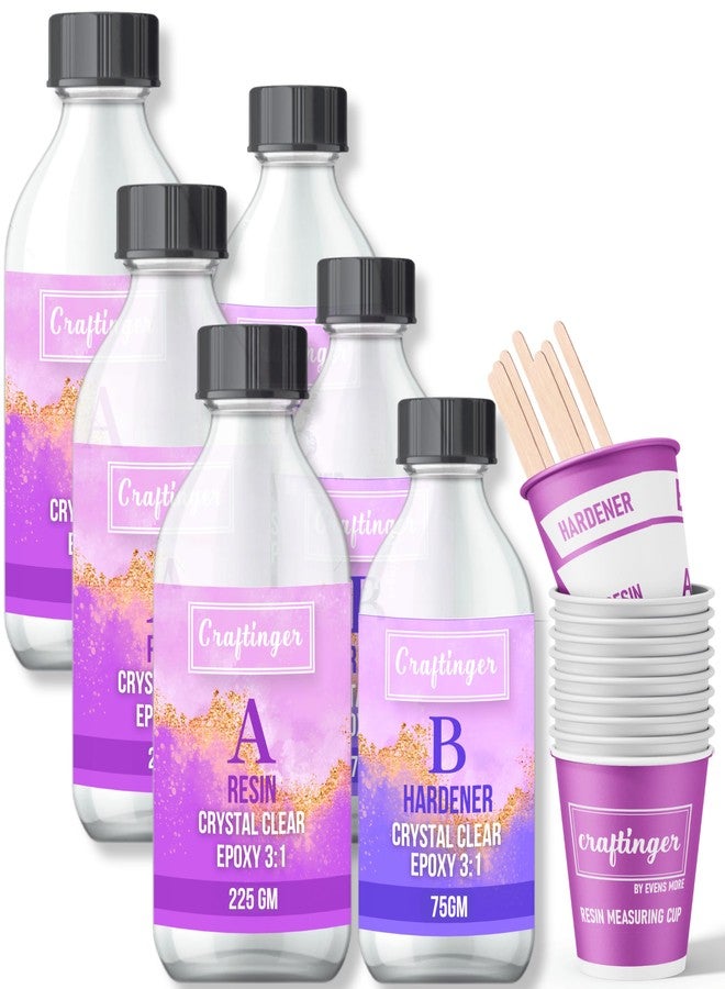 Craftinger راتنج إيبوكسي شفاف كريستالي متعدد الاستخدامات من كرافتينجر، نسبة خلط 3:1 لفن الراتنج (900 جم) - Image 1